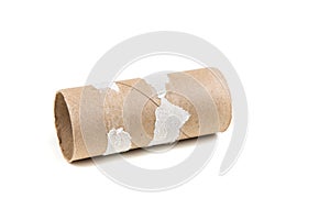 Single empty toilet paper roll