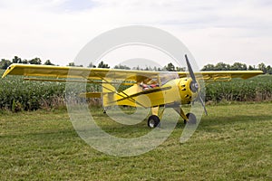 Single Engine Aeroplane Parked on Grass