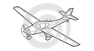 Single Engine Airplane Line Drawing Illustration - AI Generated
