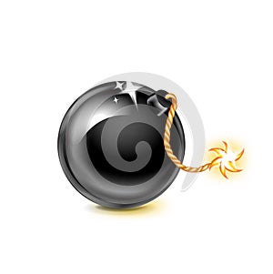 Single exploding bomb on white