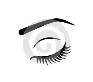 Single eye vector icon. Closed woman`s eye illustration