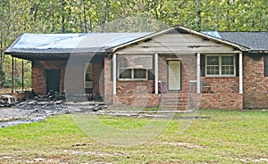 Single family brick home destroyed by fire