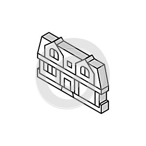 single family detached house isometric icon vector illustration