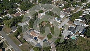 Single Family Homes of a Florida Neighborhood Aerial View Flyover During the Day