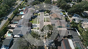 Single Family Homes in a Florida Neighborhood Aerial View Flyover During the Day