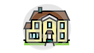 single family house color icon animation