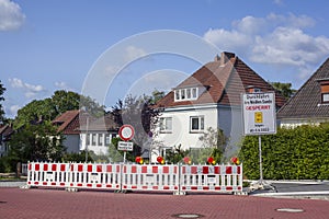 Single-family houses, residential building, construction site, roadblock, Osterholz-Scharmbeck