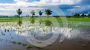 Single farm plot inundated by storm