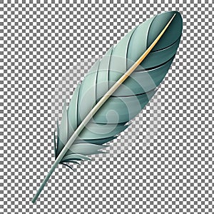 Single Feather on Checkered Background
