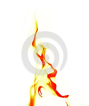 Single Fire flame on white background