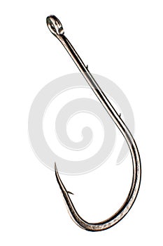 Single fish hook isolated on white background photo