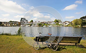 Single Folding bicycle near Thames River