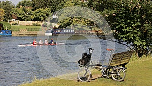 Single Folding bicycle near Thames River