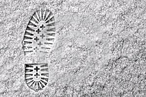 Single footprint in snow photo