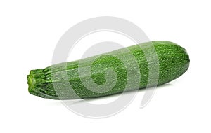 Single fresh green zucchini isolated on white