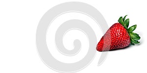 Single Fresh Red Ripe Strawberry on White Background