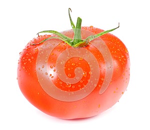 single fresh tomato isolated on white background