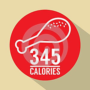 Single Fried Chicken 345 Calories Symbol