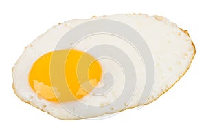 Single fried egg isolated on white