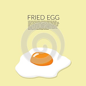 Single fried egg isolated on yellow background with copy space