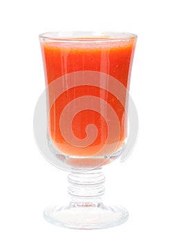 Single glass with red tomato juice