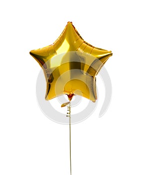 Single gold big star metallic balloon object for birthday