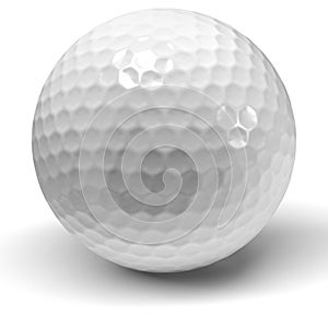 Single golf ball on a white background