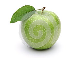 Single Granny Smith Apple with leaf