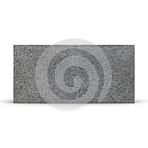 Single Gray Concrete Cinder Block Isolated on White 3D Illustration