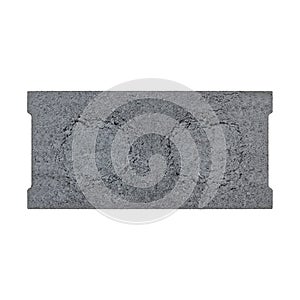 Single Gray Concrete Cinder Block Isolated on White 3D Illustration