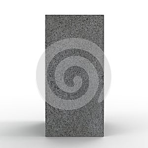 Single Gray Concrete Cinder Block Isolated on White. 3D illustration