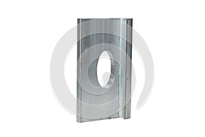 Single gray J-Plate Aluminum Extruded Tie-Down isolated on a white background