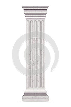 Single greek column isolated on white