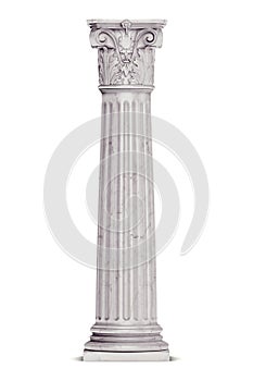 Single greek column isolated on white photo