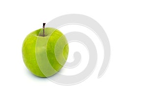 Single green apple granny smith on white background healthy eating