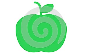 A single green apple silhouette outline shape against a white backdrop