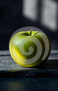Single Green Apple on Slate photo