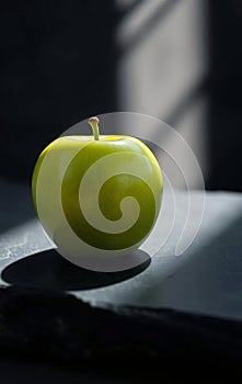 Single Green Apple on Slate photo