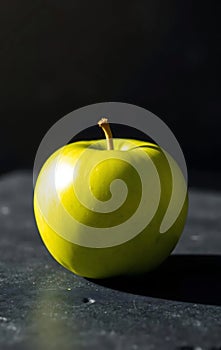 Single Green Apple on Slate photo