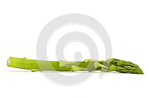 Single green asparagus isolated on white background