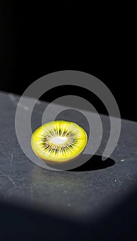 Single Green Kiwi Half on Slate photo