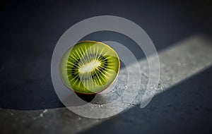 Single Green Kiwi Half on Slate photo
