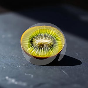 Single Green Kiwi Half on Slate photo