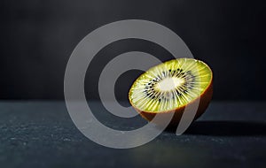 Single Green Kiwi Half on Slate photo