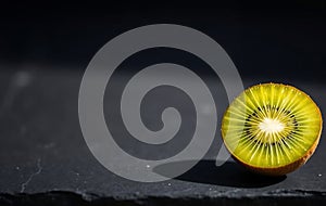Single Green Kiwi Half on Slate photo