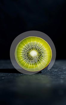 Single Green Kiwi Half on Slate photo