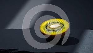 Single Green Kiwi Half on Slate photo