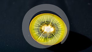 Single Green Kiwi Half on Slate photo