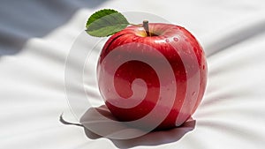 A single green leaf is attached to the stem casting a soft shadow