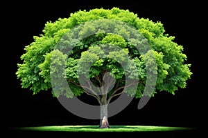 Single green tree isolated on white background